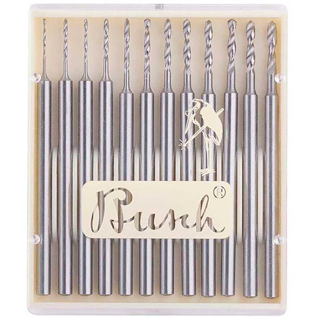 Busch Drill Set 12pc 3/32” Shank 0.5mm -1.6mm | Micro-Tools