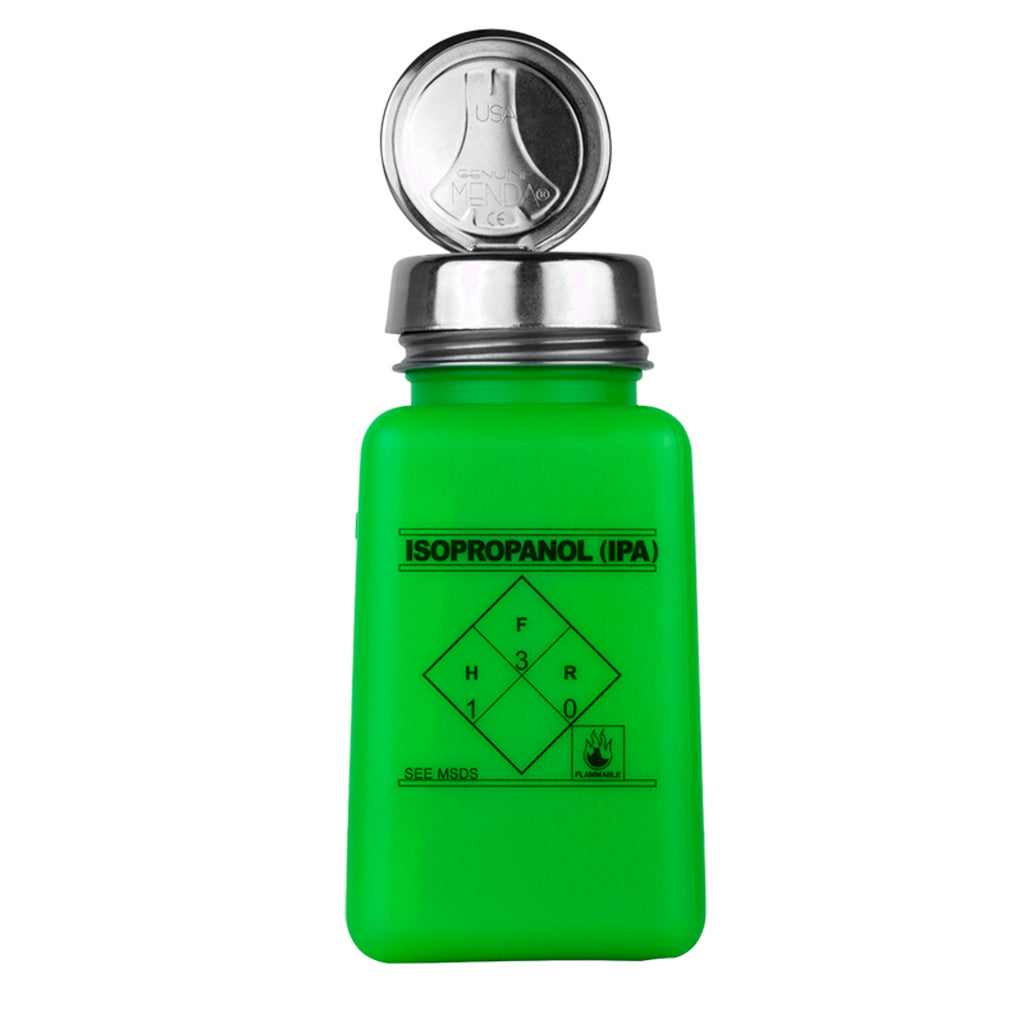 Menda One Touch green Durastatic Sq HDPE 6oz Ipa Printed menda-one-touch-green-durastatic-sq-hdpe-6oz-ipa-printed