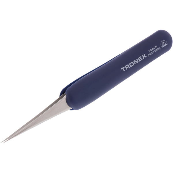 Tweezers - Tronex 3 SS ESD Rubber Grip Straight Fine Pointed Tip