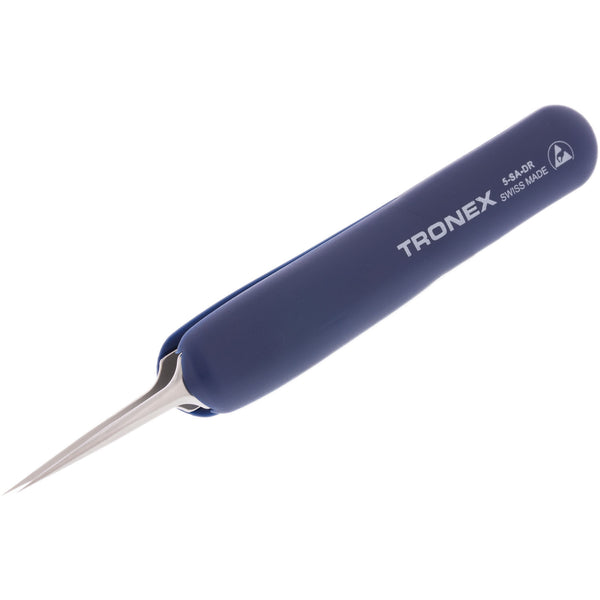 Tweezers - Tronex 5 SS ESD Rubber Grip Straight Fine Sharp Tip