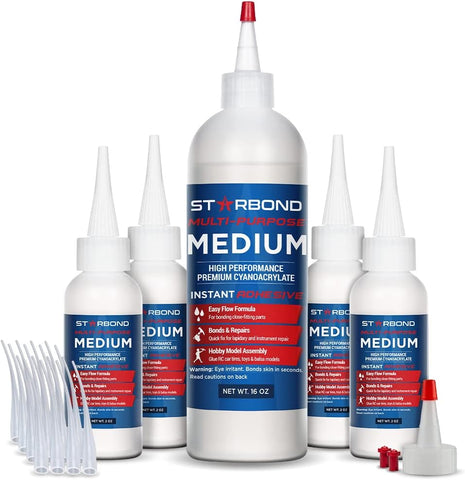 Starbond Medium CA Glue Complete Refill Kit (16 oz) – Cyanoacrylate Super Glue Refill System