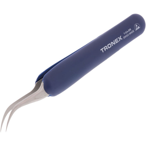 Tweezers - Tronex 7 SS ESD Rubber Grip Curved Fine Sharp Tip