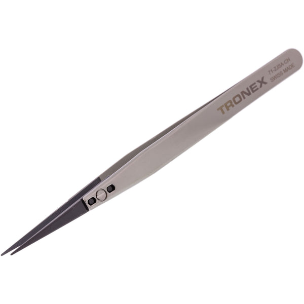 Tweezers - Tronex 71 SS W/ Replaceable Ceramic Tip, Straight Fine Beveled Tip