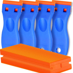 4 Pcs Plastic Razor Blade Scraper and 100 Pcs Blades