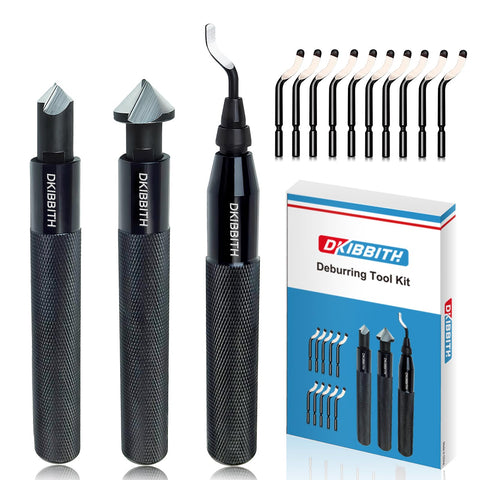 Deburring Tool Set 11 Pieces of High Speed Steel Rotary Burr Removal Blades, Ideal for Deburring Tool,1 Black Handle