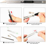 FOSHIO Utility knife Retractable with 30 Degree Snap Off Blade 9MM Box Cutter Knife, Pack of 3