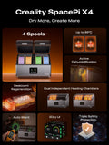 Creality Filament Dryer Box 4 Spools, Space Pi X4 Filament Storage Box, 200W PTC Heats Up to 85°C