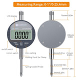 Neoteck DTI Electronic Digital Dial Indicator 1 inch/25.4 mm Resolution: 0.0005 inch/0.01mm