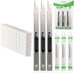 FOSHIO Utility knife Retractable with 30 Degree Snap Off Blade 9MM Box Cutter Knife, Pack of 3