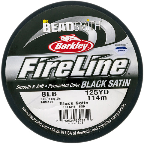 FireLine FL08BK125 Braided Beading Thread – Black Satin, 8 lb Test, 125 Yards