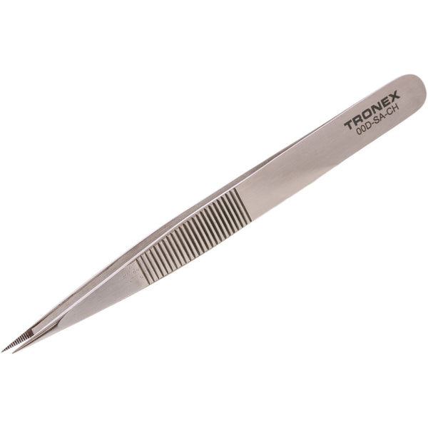 Tweezers - Tronex 00D SS W/ Finger Grip, Serrated Tips, Fine
