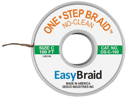 EasyBraid OS-C-100 One Step™ No-Clean Desoldering Braid – 0.075" x 100'