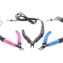 Grounded Pliers - Xuron® Tweezer Bent Nose 1.3mm Wide (450BN) For Micro Welders - Blue, Pink or Black Handles