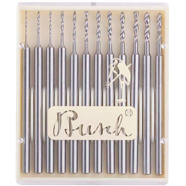 Busch Drill Set 12pc 3/32” Shank 0.5mm -1.6mm
