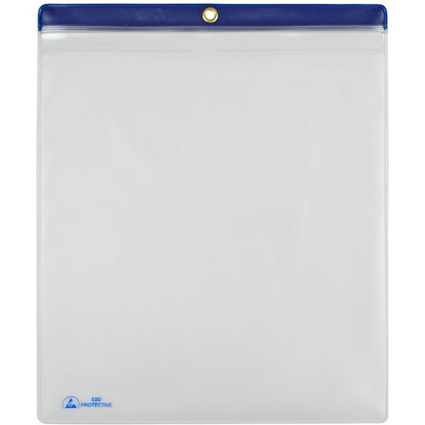 Menda - ESD Shop Traveler, Zip, Clear, 10”x12”od , Blue Header,10 Pk