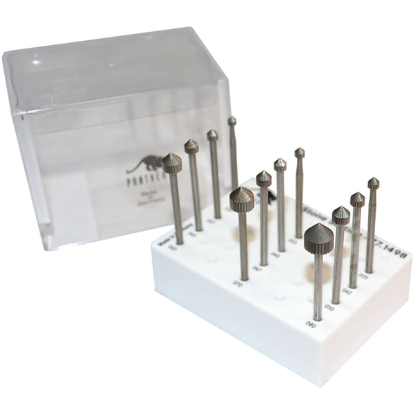 Panther Burs, Set of 12, Stone Setting 3/32” shank 3.0 - 8.0mm
