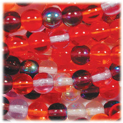 Beads - Round Druk, 6mm Melonberry Mix Apx 50per Strand