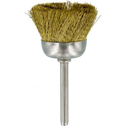 Brush - 1” Cup Shape, Brass Wire Mounted, 1/8” Shank