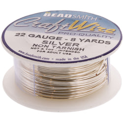 Craft Wire - 22ga Round, Non-Tarnish Silver, 8yd