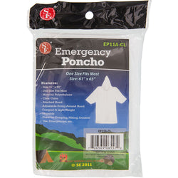 Emergency Poncho - Clear, 61” x 65”