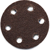 Aluminum Oxide Sandpaper disc, w/ 6 holes, 24 - 600 grit, 2” (51mm) diameter, Screw-Lok mount