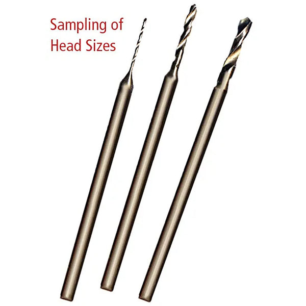 Cobalt Step Drill, 0.6mm - 2.3mm Diameter, Head 10mm length x .5mm diameter, 3/32” (2.35mm) diameter shank