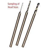 Cobalt Step Drill, 0.6mm - 2.3mm Diameter, Head 10mm length x .5mm diameter, 3/32” (2.35mm) diameter shank