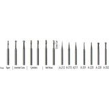 Miniature Carbide Bur Assortment Kit, 1 each 201, 202, 203, 204, 205, 206, 207, 208, 212, 215, 217, 220, 230, & 240, 3/32” Shank