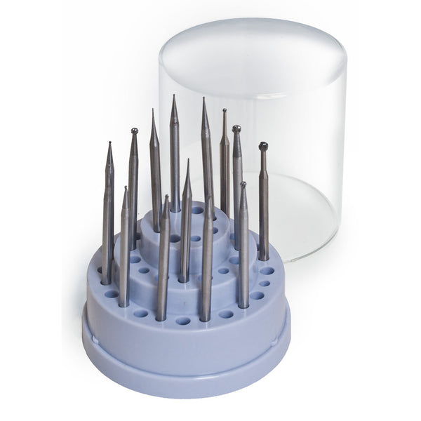 Miniature Carbide Bur Assortment Kit, 1 each A-201, A-202, A-212, A-213, A-214, A-215, A-216, A-217, A-219, A-220, A-222, A-224, A-226, A-228 & A-230, 3/32” Shank