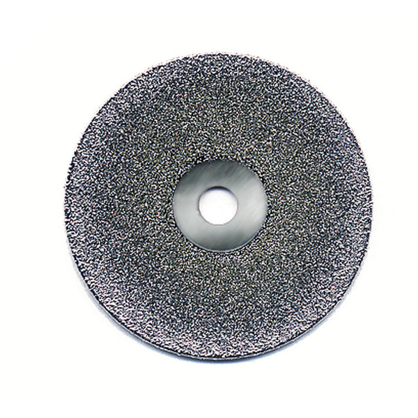 Plated Diamond Disc, 1” diameter x 1/32” thick w/1/8” arbor hole 120 grit, plated on both sides & edge