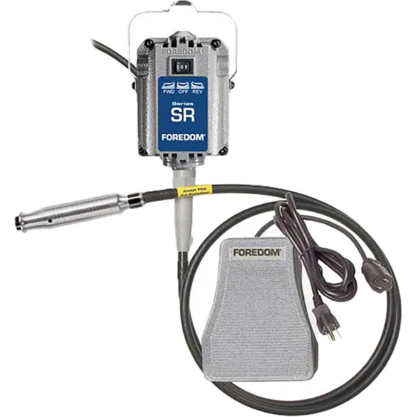 1/6 hp SR Motor w/66” long non-conductive key tip shaft & sheath, H.44T Collet Style Handpiece, SCT Metal Foot Pedal Speed Control, 115v