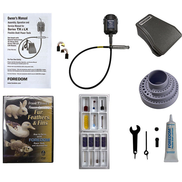 Woodcarving Kit w/ 1/3 hp TX Motor, SXR Cast Iron Foot Pedal Speed Control, H.44T Collet Style Handpiece & WK53 Accessory Kit, 115v