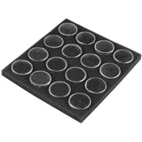 Gem Holders 16pc w/Snap on Lids in Black Foam, 1.75”x.75”