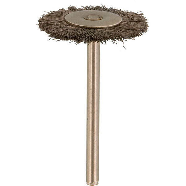 Brush - Round, St. Steel Wire, Mounted, 1”, 1/8” Shank