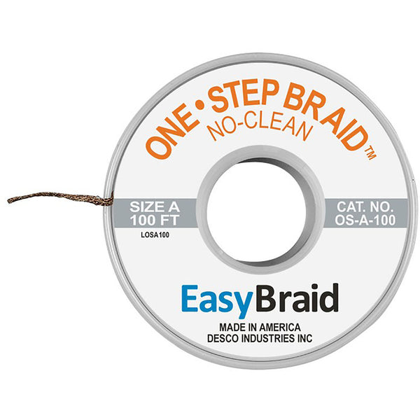EasyBraid - Desoldering Braid, One Step, 0.025" - 0.125"
