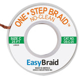 EasyBraid - Desoldering Braid, One Step, 0.025" - 0.125"