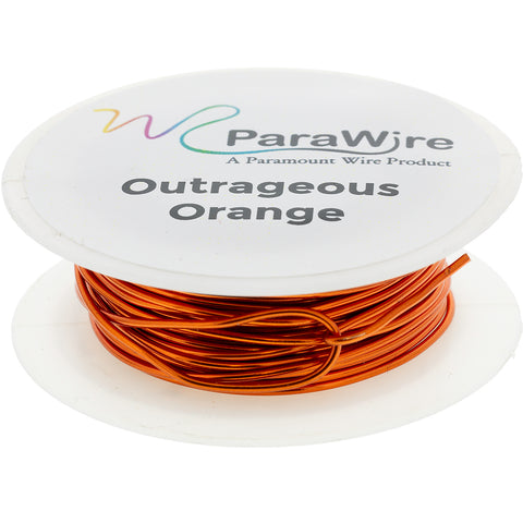 Copper Wire, Silver Plated Parawire 24ga Outrageous Orange 100' Roll