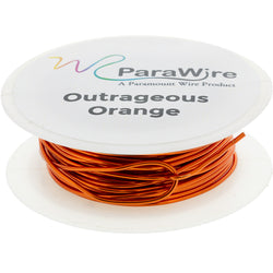 Copper Wire, Silver Plated Parawire 18ga Outrageous Orange 25' Roll