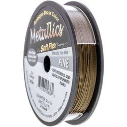 Soft Flex Non-Tarnishing Bead Stringing Jewelry Making Wire, 21 Strands of Braided Stainless Steel Beading Wire, .014 Fine Diameter, 30 ft Antique Brass Nylon Color Coating