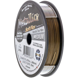 Soft Flex Kink Resistant Knot Tying Hypoallergenic Jewelry Making Wire, 49 Strand Braided Stainless Steel Beading Wire .019 Medium Diameter, 30 ft Antique Brass Nylon Color Coating