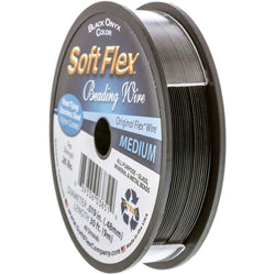 Soft Flex Kink Resistant Knot Tying Hypoallergenic Color Jewelry Making Wire, 49 Strand Braided Stainless Steel Beading Wire, .019 Medium Diameter, 30 ft Black Nylon Color Coating