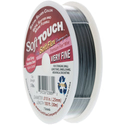 Soft Touch Kink Resistant Knot Tying Jewelry Making Beading Wire, 7 Strand Flexible Braided Stainless Steel Stringing Wire, .010 Very Fine Diameter, 100 ft Satin Silver Nylon Color Coating