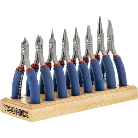 Pliers Set - Tronex 8 Pieces Fine Wire Work Set With Wood Stand (Standard Handles)