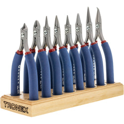 Tronex 8 Pieces Fine Wire Work Pliers & Cutters Set With Wood Stand (Long Ergonomic Handles)